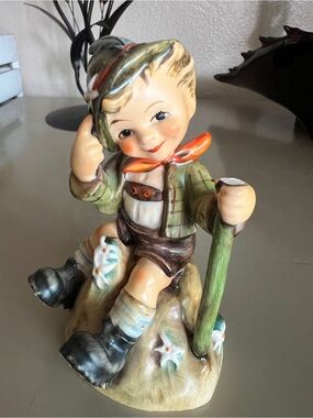Goebel Hand-Painted Boy Figurine in Green, Brown and Orange
